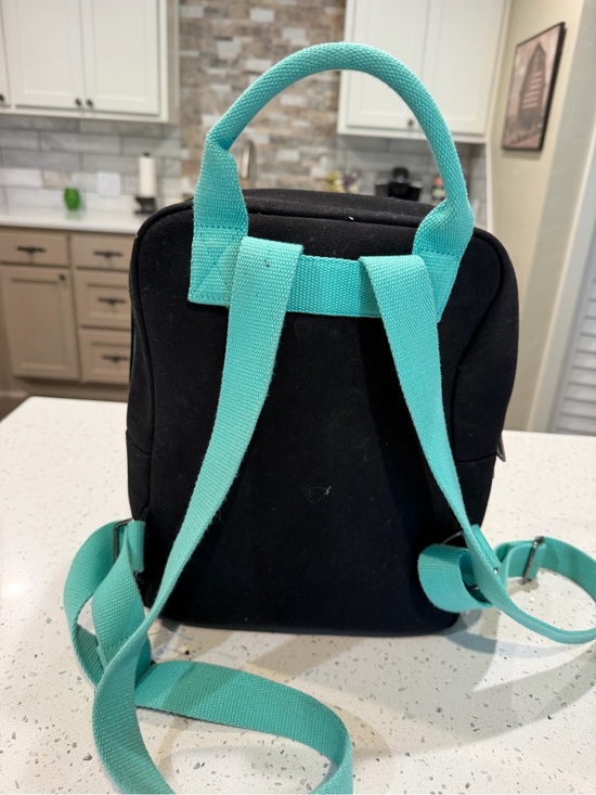 Loungefly Black Mini Backpack with Teal Handles and Disney Patch Art main image 4